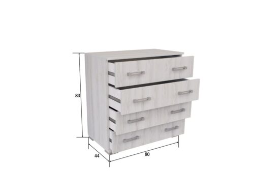80 cm széles négyfiókos komód méretezve
