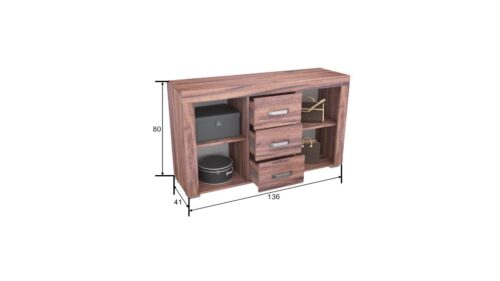 136 cm széles kombinált komód méretezve