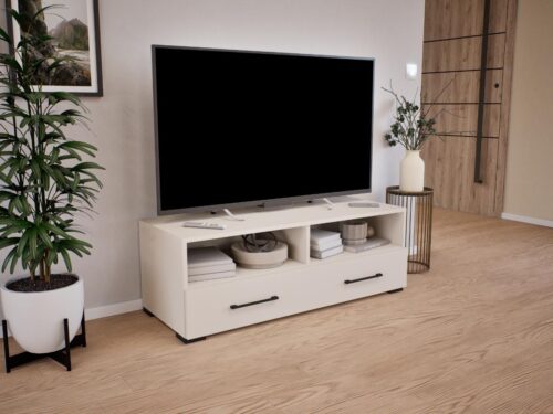Mónika tv állvány, 140 cm széles, 2 fiókkal és 2 nyitott polccal
