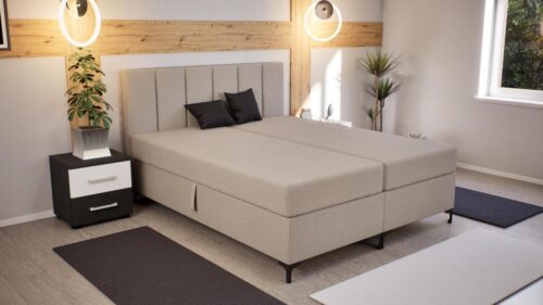 boxspring ágy kétoldalt nyíló ágyneműtartóval és 166 és 186 cm széles és 62 cm magas