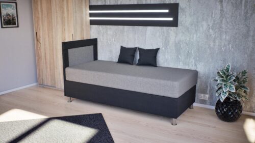 egyszemélyes kárpitozott heverő, ágyneműtartós, jobbos vagy balos kivitel, 90 x 190 cm, fekvőmagassága 50 cm