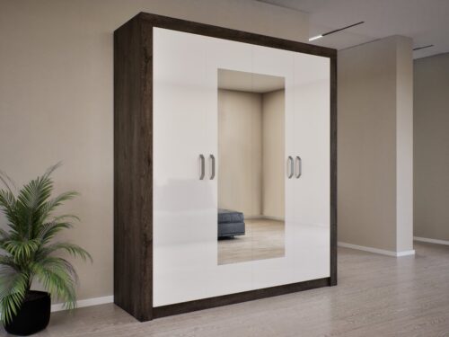 4 nyílóajtós tükrös gardrób akasztós és polcos belsővel