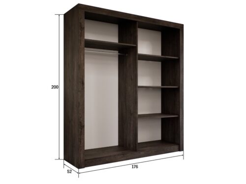 4 nyílóajtós tükrös gardrób belső