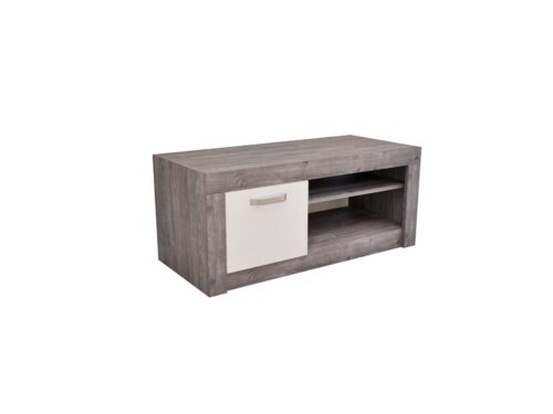 116 cm széles tv állvány, bal oldalt ajtós és 2 nyitott polcos