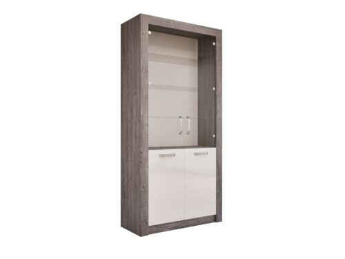 Fáraó bútorcsalád 2 ajtós vitrines szekrénye, 96 cm széles, a vitrin led világítással