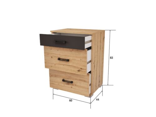 60 cm széles 3 fiókos komód méretezése