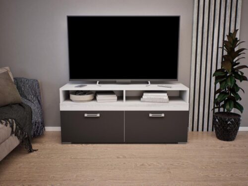 130 cmszéles tv állvány 2 db fiókkal és felettük 2 nyitott résszel