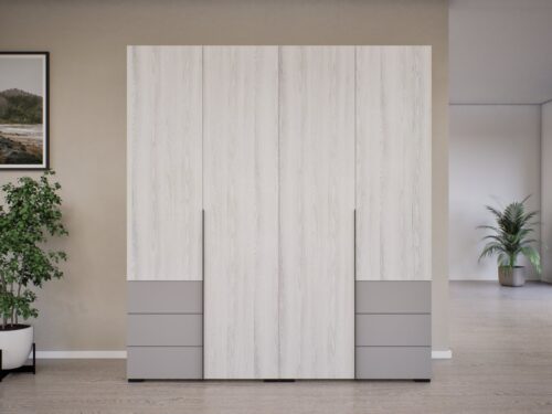 4 ajtós, 6 fiókos gardrób, belül akasztós, több színben, 180 cm széles