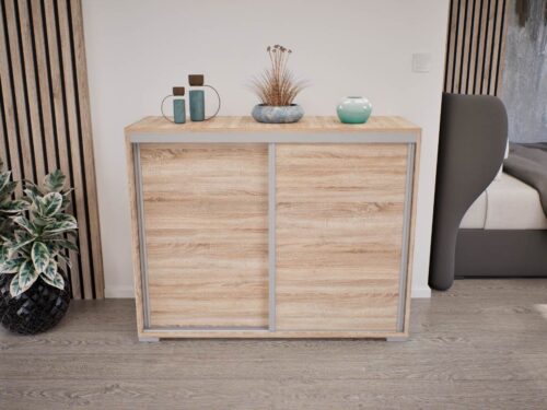 120 vagy 140 cm széles 2 tolóajtós komód, 83 cm magas és 45 cm mély