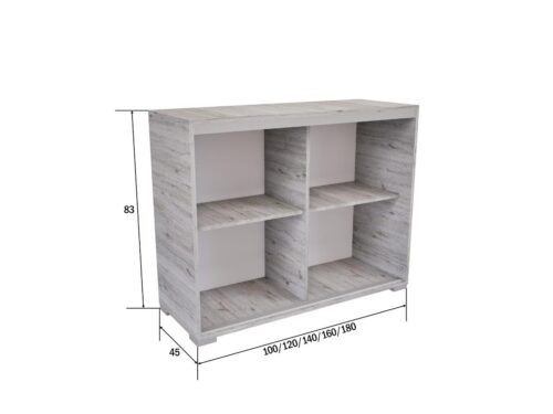 160 vagy 180 cm széles tolóajtós komód méretezeve