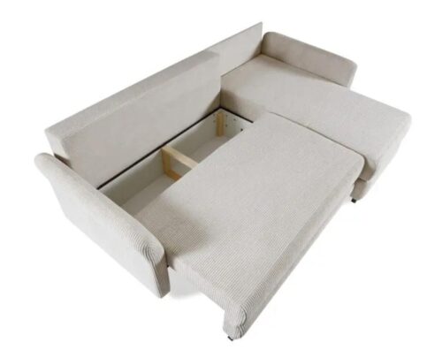 sarokülő kanapé kinyitva, fekvőfelülete 204x 141 cm