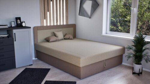 kárpitozott, extra erős bonellrugós ágy, ágyneműtartóval, 140, 160, 180cm széles és 200cm hosszú, fejtámlával