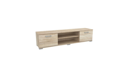 170 cm széles tv állvány két oldalt ajtók, középen 2 nyitott résszel