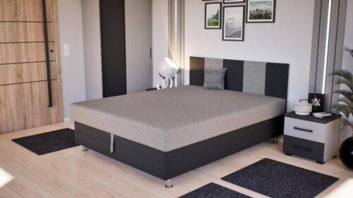 kárpitozott és ágyneműtartós franciaágy fejtámlával, 140- 160- 180 x 200 méret, 60 cm magas