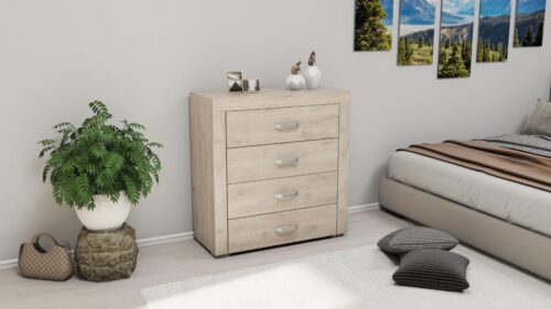 96 cm széles 4 fiókos komód 100 cm magas és 41 cm mély