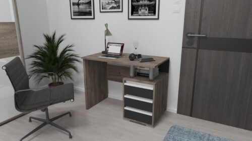 100 cm széles íróasztal 3 fiókkal és nyitott résszel