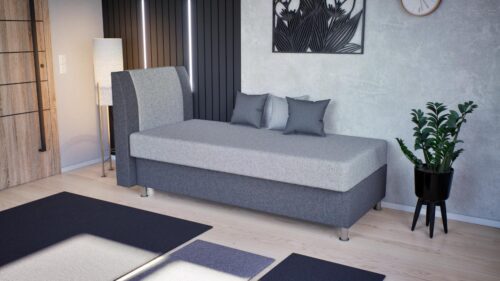 egyszemélyes kárpitozott heverő ágyneműtartóval, jobbos, balos, 90x 200 méret, fekvőmagassága 58 cm