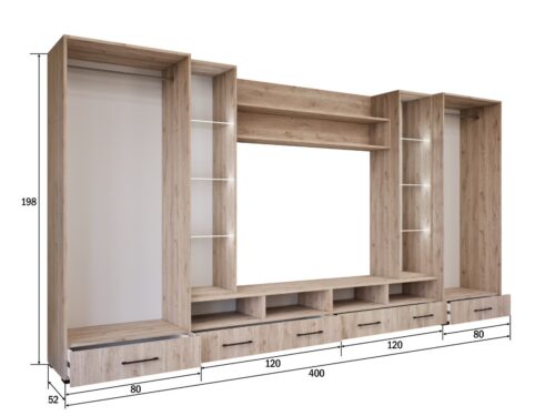 Anubis szekrénysor méretezve