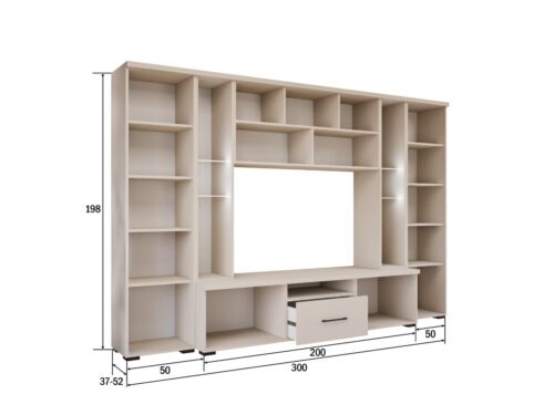 Bogi 300 cm széles szekrénysor méretezve