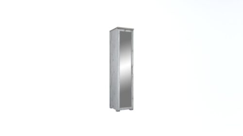 Luigi bútorcsalád egyajtós tükrös szekrénye, ami végig polcos, 45 cm széles