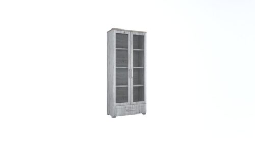 Luigi bútorcsalád kétajtós vitrines szekrénye alul 1 fiókkal, 90 cm széles