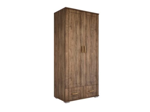 Pier bútorcsalád kétajtós szekrénye, akasztós és az akasztórúd felett polcos, alul 2 külső fiókkal