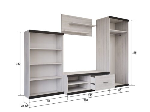 Piko 290 cm széles nappali méretezve