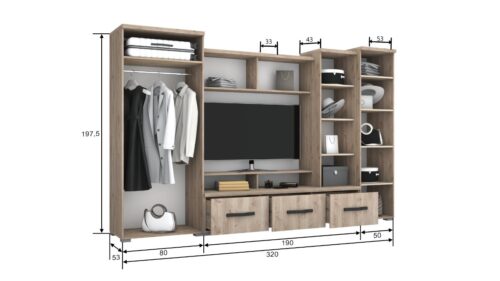 Edit 320 cm széles szekrénysor méretezve